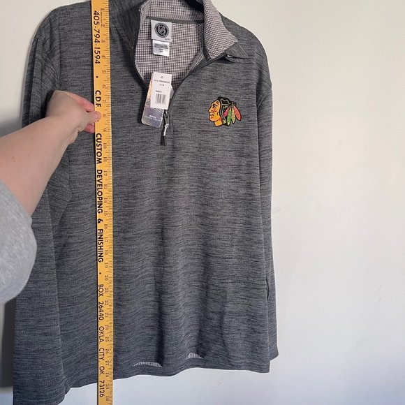 NHL Chicago Blackhawks Mens Pullover Small Gray 1/4 Quarter Zip Polyester NWT A3 - Picture 7 of 9